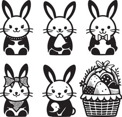 Fototapeta premium A clean, black-and-white vector illustration of a rabbit, ideal for logos, designs, and branding. Scalable and versatile, perfect for creative projects and animal-themed graphics.