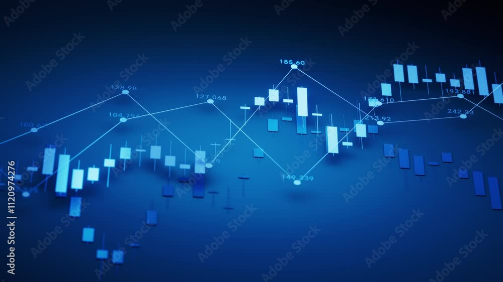 Poster statistical graph with business finance concept, 3d rendering.
