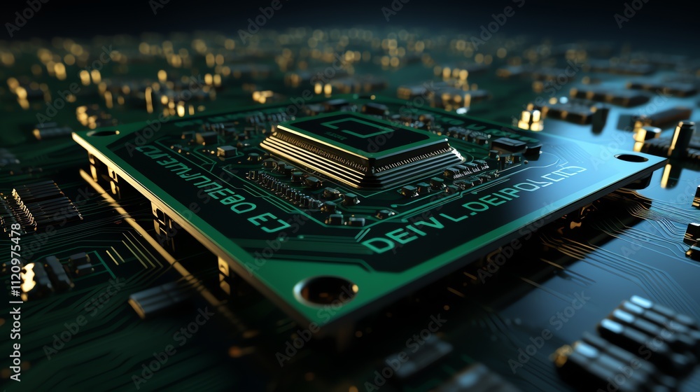 Poster close-up of a central processing unit on a circuit board. (1)