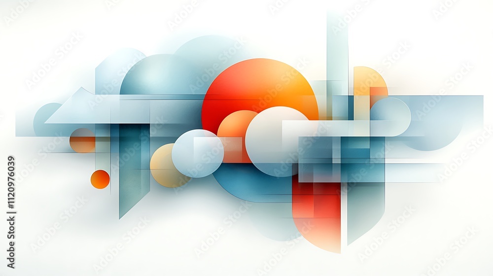 Poster artistic perspective exploring abstract shapes and colors in minimalist digital design
