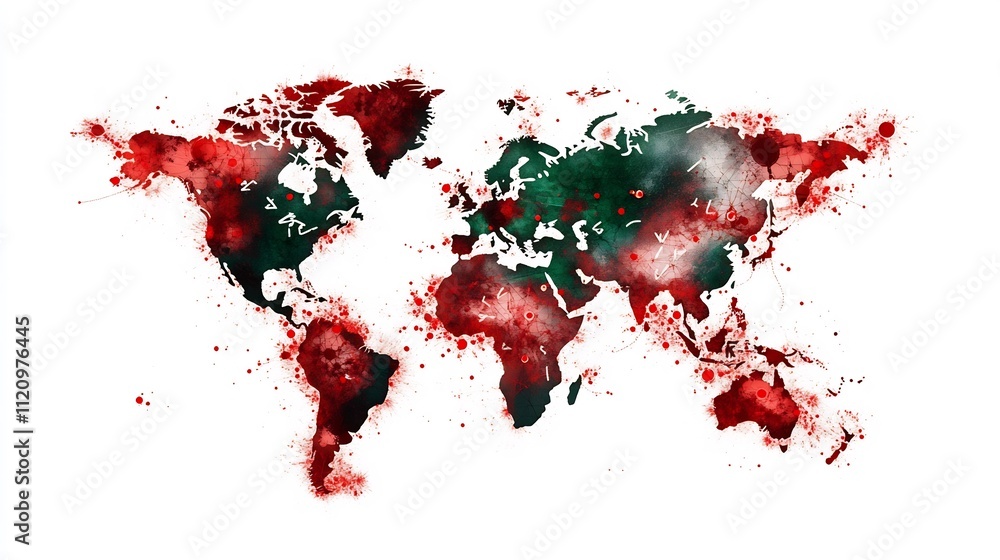 Poster contrasting global network map with red signals of fake news and green nodes for secure information