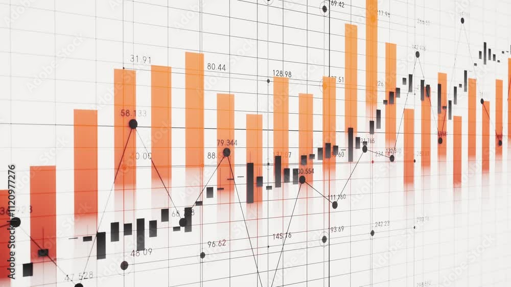 Aufkleber statistical graph with business finance concept, 3d rendering.