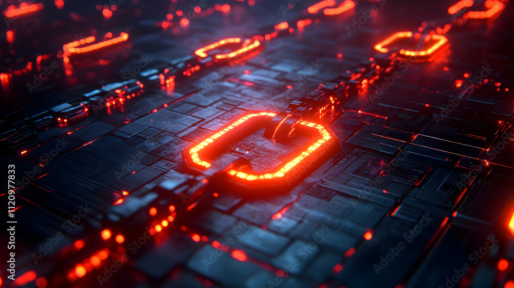 Aufkleber glowing circuits: abstract digital network design