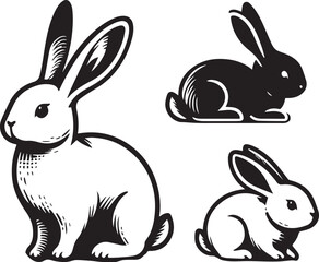 A clean, black-and-white vector illustration of a rabbit, ideal for logos, designs, and branding. Scalable and versatile, perfect for creative projects and animal-themed graphics.