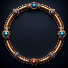 Ornate Golden Circular Frame With Gemstones