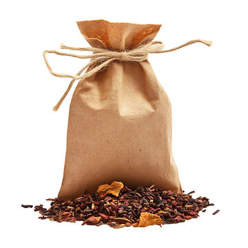 recommend clip art: Aromatic Dried Flower Tea in Rustic Paper Bag:  Natural Herbal Infusion for Relaxation and Wellness