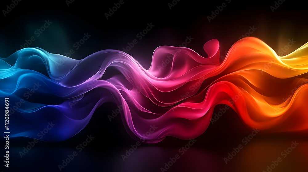 Poster vibrant color waves flow dynamically, abstract art design, 4k resolution background