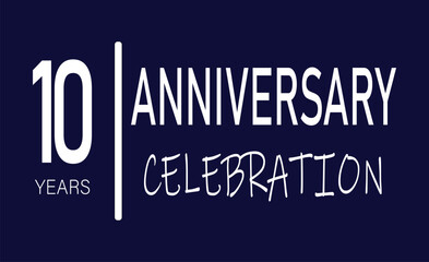 10th Anniversary blue and white celebration with curved shapes in number logo typography vector design concept. Ten years anniversary.