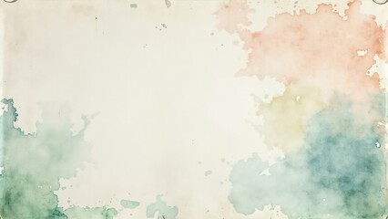 Obraz premium Subtle Aged Watercolor Ink Stains on Soft White Paper Texture Background - Artistic Pastel Hues and Vintage Paper Design