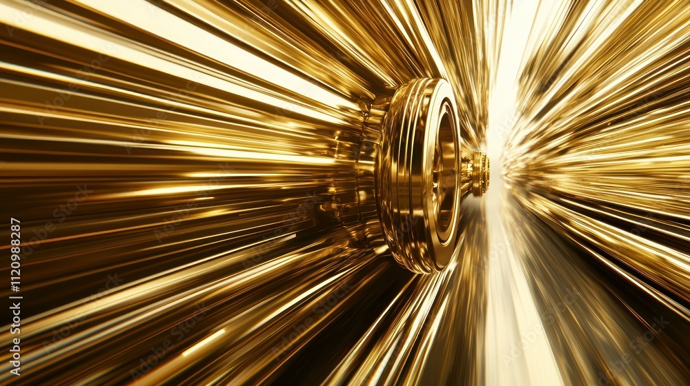 Poster a dynamic, abstract representation of speed and motion with golden elements.