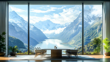 Scenic mountain room Online webinar Zoom meeting home office background