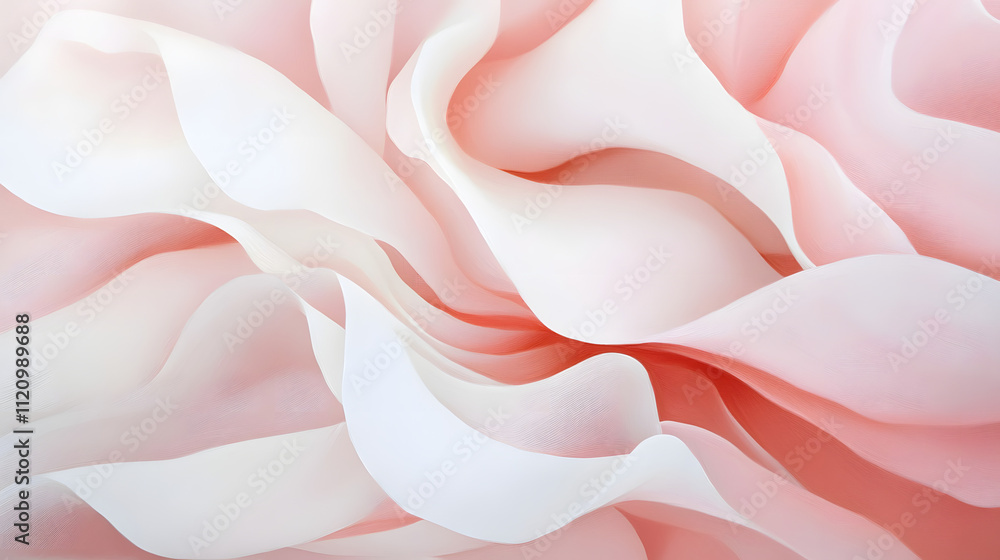 Poster abstract image of flowing pink and white fabric. soft, delicate folds create a luxurious and elegant