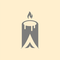 candle camp outdoor logo design illustration