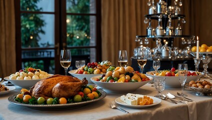A digital image of a Christmas table setting.