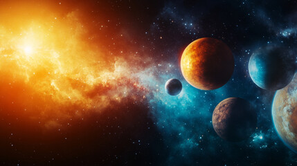 An educational presentation about space in a school setting, with students learning about stars, planets, and the universe.