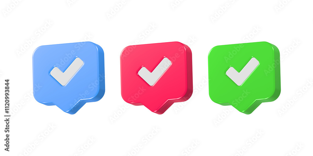 Poster 3d check mark icon with post symbol