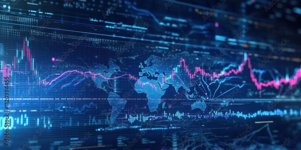 Aufkleber illuminated digital map background featuring global data visualization and advanced technology inter