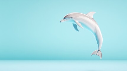 Fototapeta premium A 3D dolphin leaping against a light blue background.