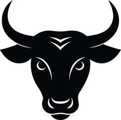a bold and clean vector silhouette of a bull head