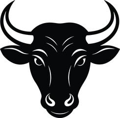 a bold and clean vector silhouette of a bull head