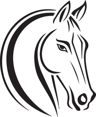 Vector silhouette of a horse  head line art