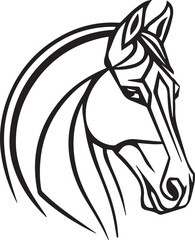 Vector silhouette of a horse  head line art