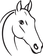 Vector silhouette of a horse  head line art