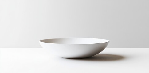 A Simple White Bowl Sits On A White Surface