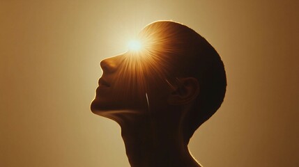 a silhouette of a woman with the sun shining behind her
