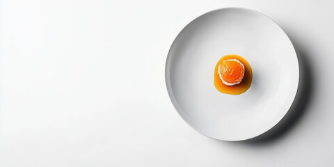 Single Orange Sphere on White Plate