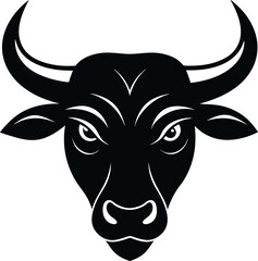 a bold and clean vector silhouette of a bull head
