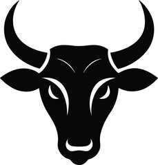 a bold and clean vector silhouette of a bull head