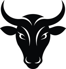 a bold and clean vector silhouette of a bull head