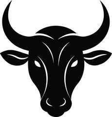 a bold and clean vector silhouette of a bull head