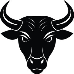 a bold and clean vector silhouette of a bull head