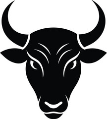 a bold and clean vector silhouette of a bull head