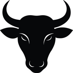 a bold and clean vector silhouette of a bull head