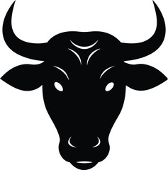 a bold and clean vector silhouette of a bull head