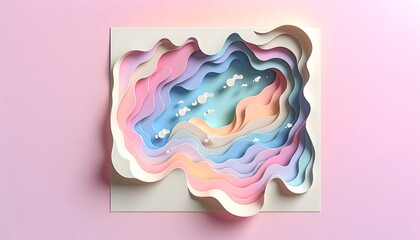 Abstract Pastel Layered Paper Wave Design