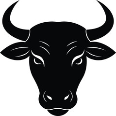 a bold and clean vector silhouette of a bull head