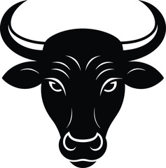 a bold and clean vector silhouette of a bull head