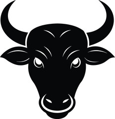 a bold and clean vector silhouette of a bull head