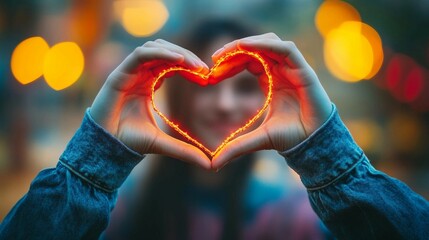 a person holding a glowing heart in their hands