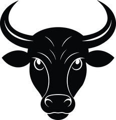 a bold and clean vector silhouette of a bull head