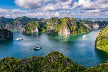 Beautiful landscape Lan Ha bay view from the Cat Ba Island.
