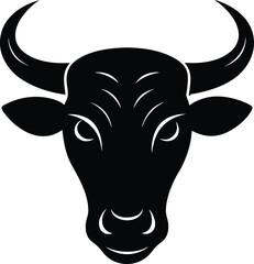 a bold and clean vector silhouette of a bull head
