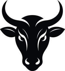 a bold and clean vector silhouette of a bull head