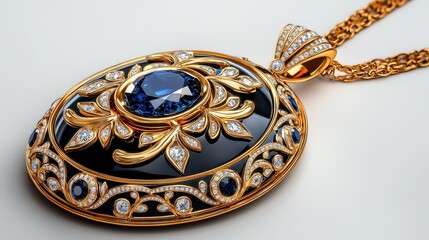 Naklejka premium Elegant Sapphire Necklace with Glamorous Details and Exquisite Design