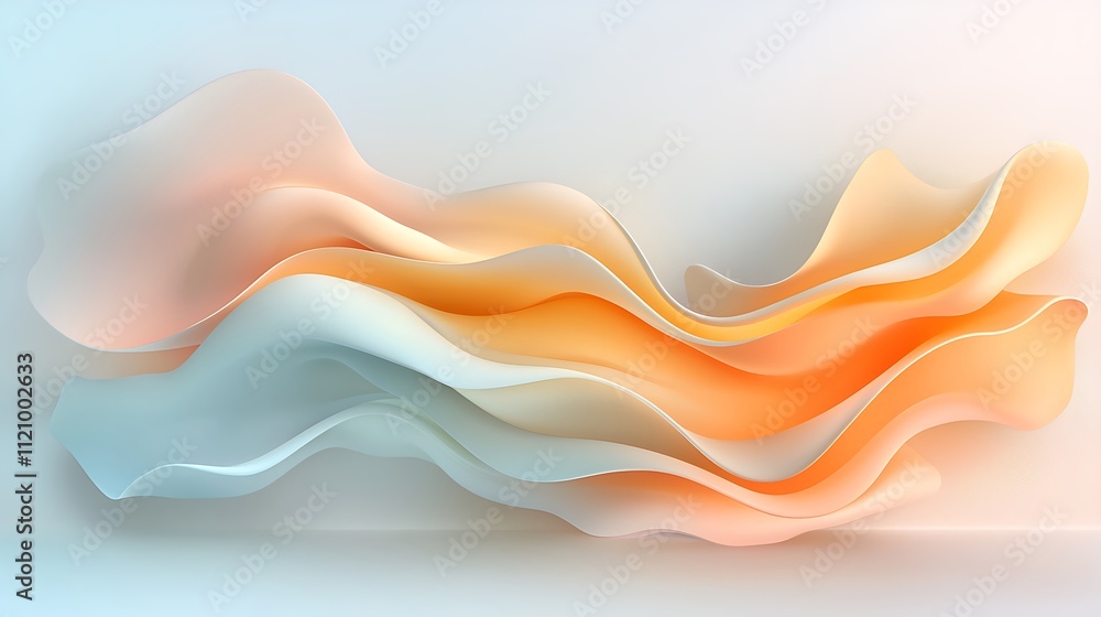 Aufkleber artistic perspective on minimalist soft color wavy patterns in digital art design