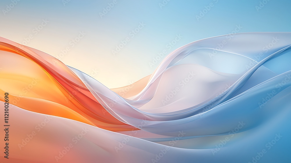 Poster dynamic abstract waves colorful digital art for a calm and fluid artistic environment